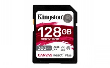 KIGNSTON 128GB CANVAS REACT PLUS SDXC UHS-II 300R/260W U3 V90 FOR FULL HD/4K/8K