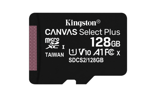 Canvas Select Plus MicroSDXC-muistikortti, 128 GB, Class 10 UHS-I, Sis. Sovittimen, Musta