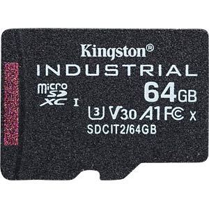 KINGSTON 64GB MICROSDXC INDUSTRIAL C10 A1 PSLC CARD SINGLE PACK W/O ADAPTER