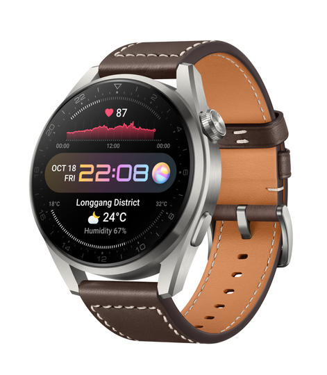 HUAWEI WATCH 3 PRO LTE SILVER WITH BROWN LEATHER STRAP