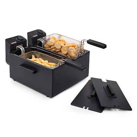 Kaksoisrasvakeitin Familje 2X3L Musta