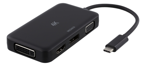 Sovitin USB-C - HDMI/DP/DVI/VGA, 4K, DP Alt Mode, Musta