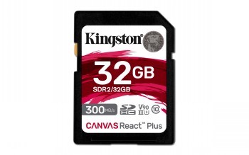KIGNSTON 32GB CANVAS REACT PLUS SDHC UHS-II 300R/260W U3 V90 FOR FULL HD/4K/8K