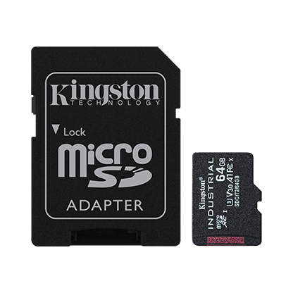 KINGSTON 64GB MICROSDXC INDUSTRIAL C10 A1 PSLC CARD + SD ADAPTER