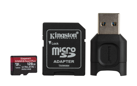 Kingston 128GB MicroSDXC React Plus SDCR2 W/Adapter + MLPM Reader (1KPL Tarjoushintaan. Tarjoustuott