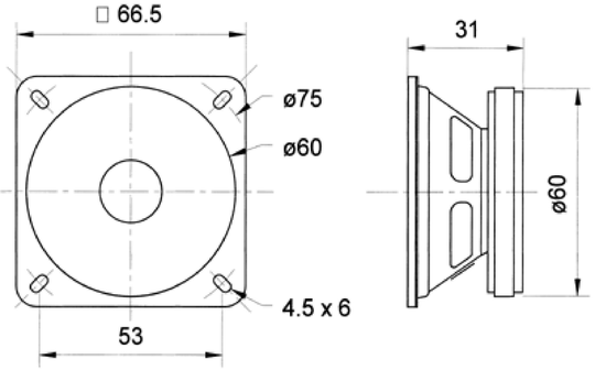 Full-Range Speaker 6.5 cm (2.5) 8 Ohm"