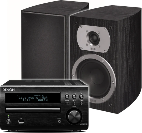 Denon M41 + Heco stereopaketti, musta